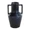 11" Dark Blue Ceramic Ombre Textured Vase with Rectangular Handles
